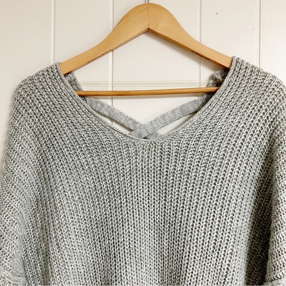 MOSSIMO SUPPLY CO. Knit Pullover V-Neck Sweater Criss-Cross Back Womens SZ Large - Picture 7 of 7